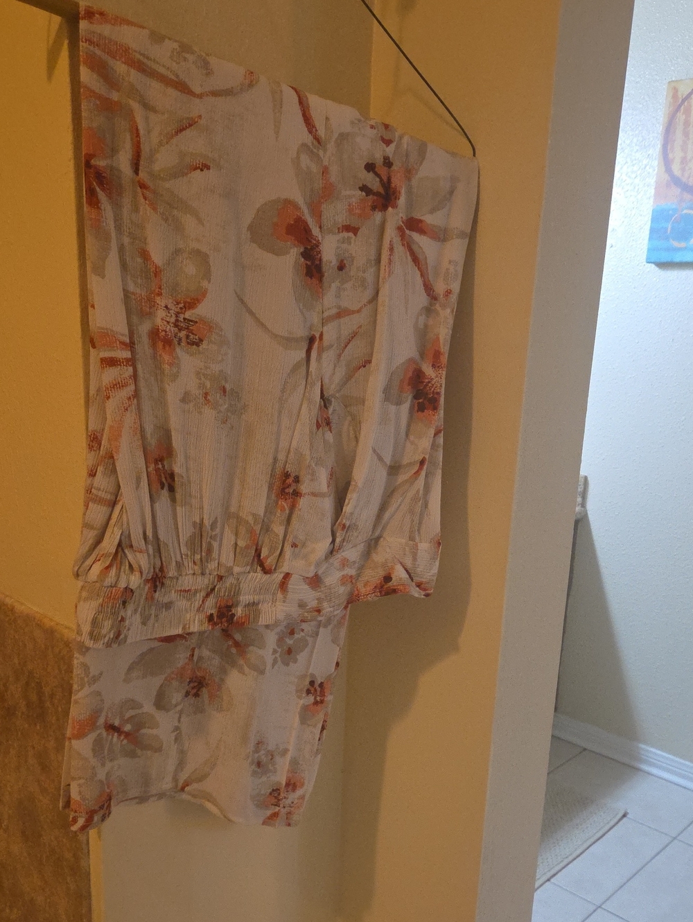 croft & barrow Floral Strapless Jumpsuit in Cream and Orange